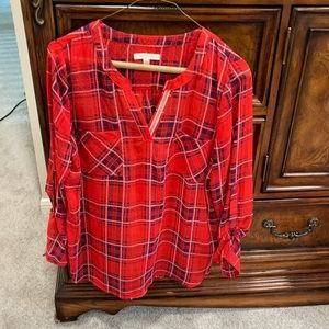 Sky’s are Blue red white and blue blouse- size M